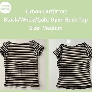 Urban Outfitters Black White Gold Striped Tee